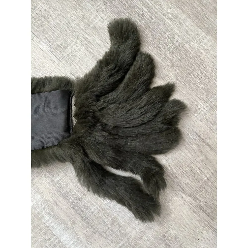 VTG Fur Pull Through Keyhole Scarf Dark Brown Black Fringe Lined Carta
